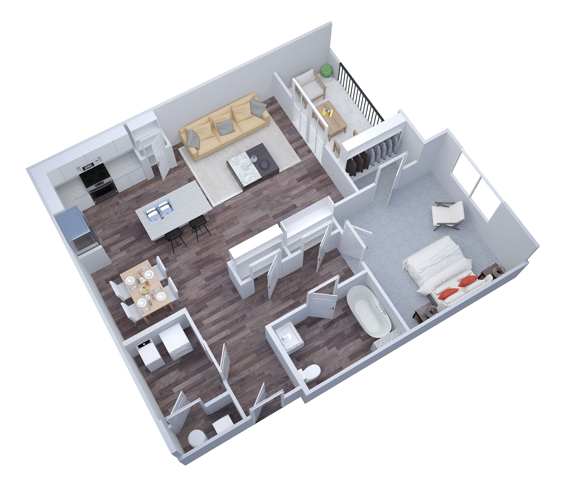 1 Bedroom Apartment's 3D Floor Plan